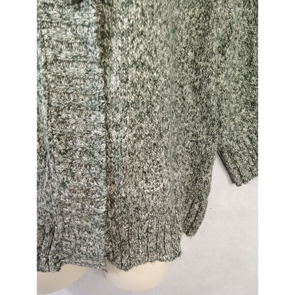 Croft & Barrow large Green White button up sweater 3/4  Mock Neck - Picture 5 of 11